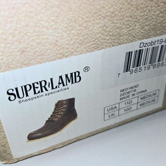 SUPERLAMB Boot DZO Brown Leather Work Boots Red Head Men Sz 11D US NEW With Box main image 6
